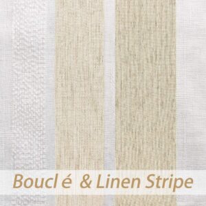 Central Park Beige and White Kitchen Window Curtain Tiers Vertical Stripe Sheer Boucle Linen Window Curtain, Living Room Decorative Rod Pocket Rustic Living 2 Panels (28" W x 45" L)