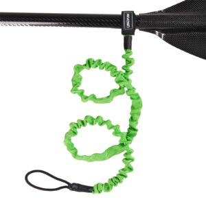 lingvum paddle leash stretchable kayak paddle tether coiled strap for kayaking canoe leash rod sup board surfboard, fishing poles (green 6 feet) 1 pack