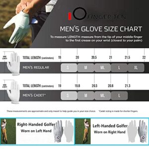 Golf Gloves Men Left Hand Right Handed Golfer 3 Pack with Ball Marker Soft Leather Weathersof Grip Mens Glove Size S M ML L XL XXL 3XL (3 Pack-White, Cadet L, Worn on Left Hand(Right Handed Golfer))