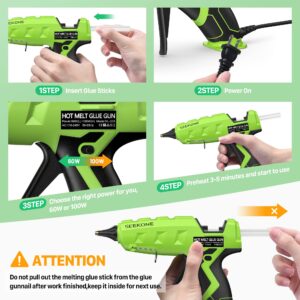 SEEKONE Full Size Hot Glue Gun, 60/100W Dual Power Large Glue Gun with 20 Pcs Premium Glue Sticks,High Temp Heavy Duty Industrial Glue Gun Kit for Quick Home Repairs, Arts, Crafts, DIY, Sealing