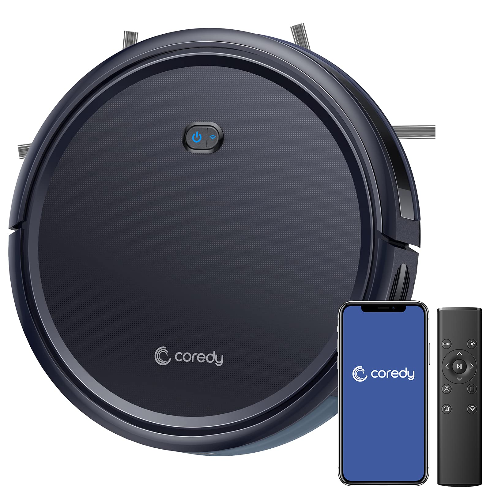 Coredy R400 Robot Vacuum Cleaner, Personalized Customize Robotic Vacuums Skin, 2000Pa Suction, Works with Alexa, Wi-Fi Connected, Auto Boost Intellect, Quiet Self-Charging Vacuum Robot for Pet Hairs