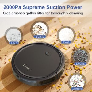 Coredy R400 Robot Vacuum Cleaner, Personalized Customize Robotic Vacuums Skin, 2000Pa Suction, Works with Alexa, Wi-Fi Connected, Auto Boost Intellect, Quiet Self-Charging Vacuum Robot for Pet Hairs