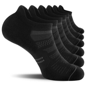 CelerSport 6 Pack Men's Running Ankle Socks with Cushion, Low Cut Athletic Sport Tab Socks Gifts for Men, Black, Shoe Size: 9-12