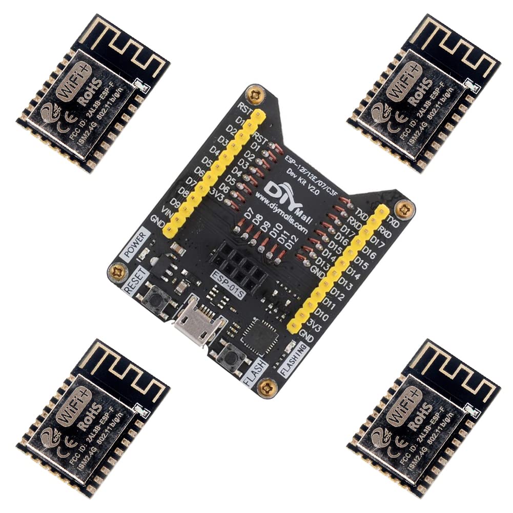 Stemedu ESP8266 ESP-12F ESP-07S ESP-12S Burning Fixture Development Board Test Board Flash Downloader + ESP8266 ESP-F Serial Wireless WiFi Transmission Module (Pack of 5pcs)