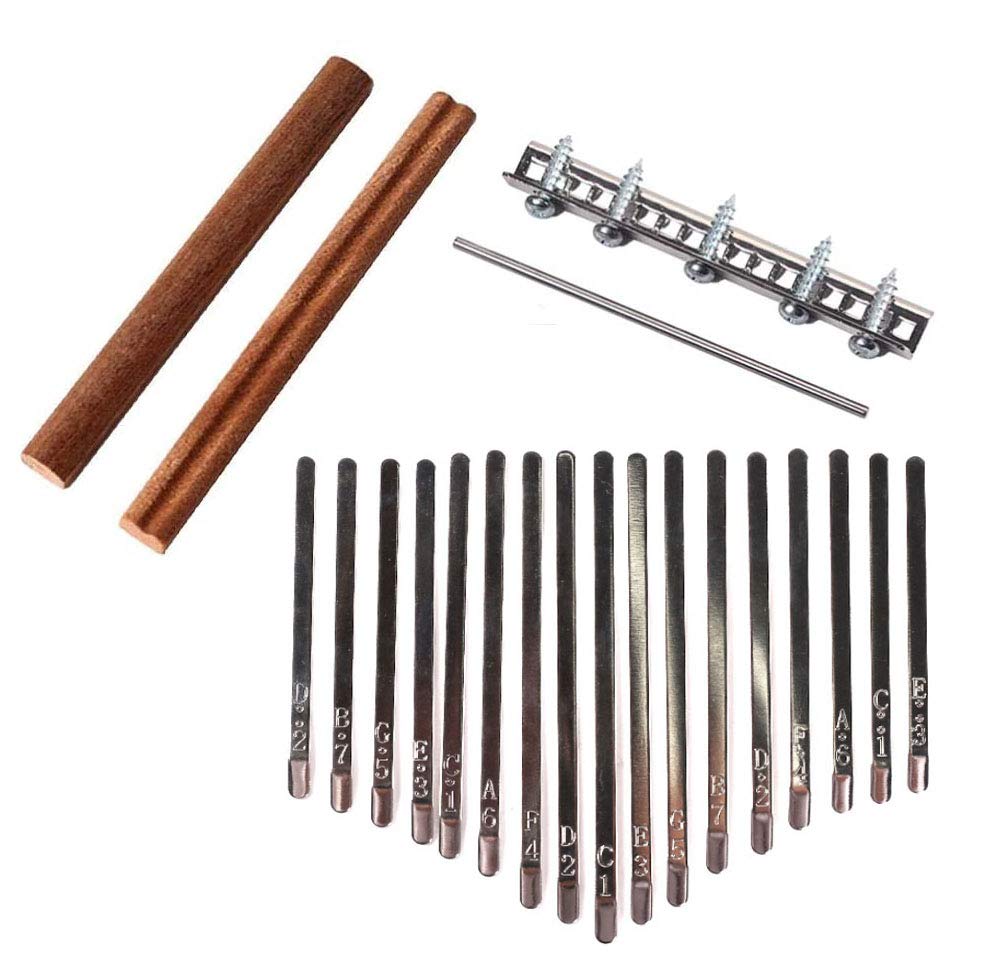 Liyafy Pack of 17 Keys Kalimba DIY Keys Bridge Kit with Tuning Hammer for DIY Kalimba Mbira Thumb Piano Repairing Parts