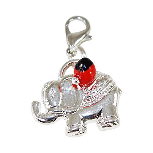 Evelyn Brooks Designs Peruvian Gift Elephant Good Luck Silver Pendant Charm(1.2” x 0.4”)- Symbol of Protection, Prosperity, Love & Good Luck