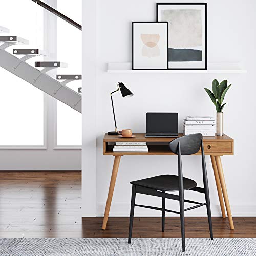 Nathan James Parker Modern Home Office Writing, Computer or Laptop Desk with Open Storage Cubby and Small Drawer, Walnut