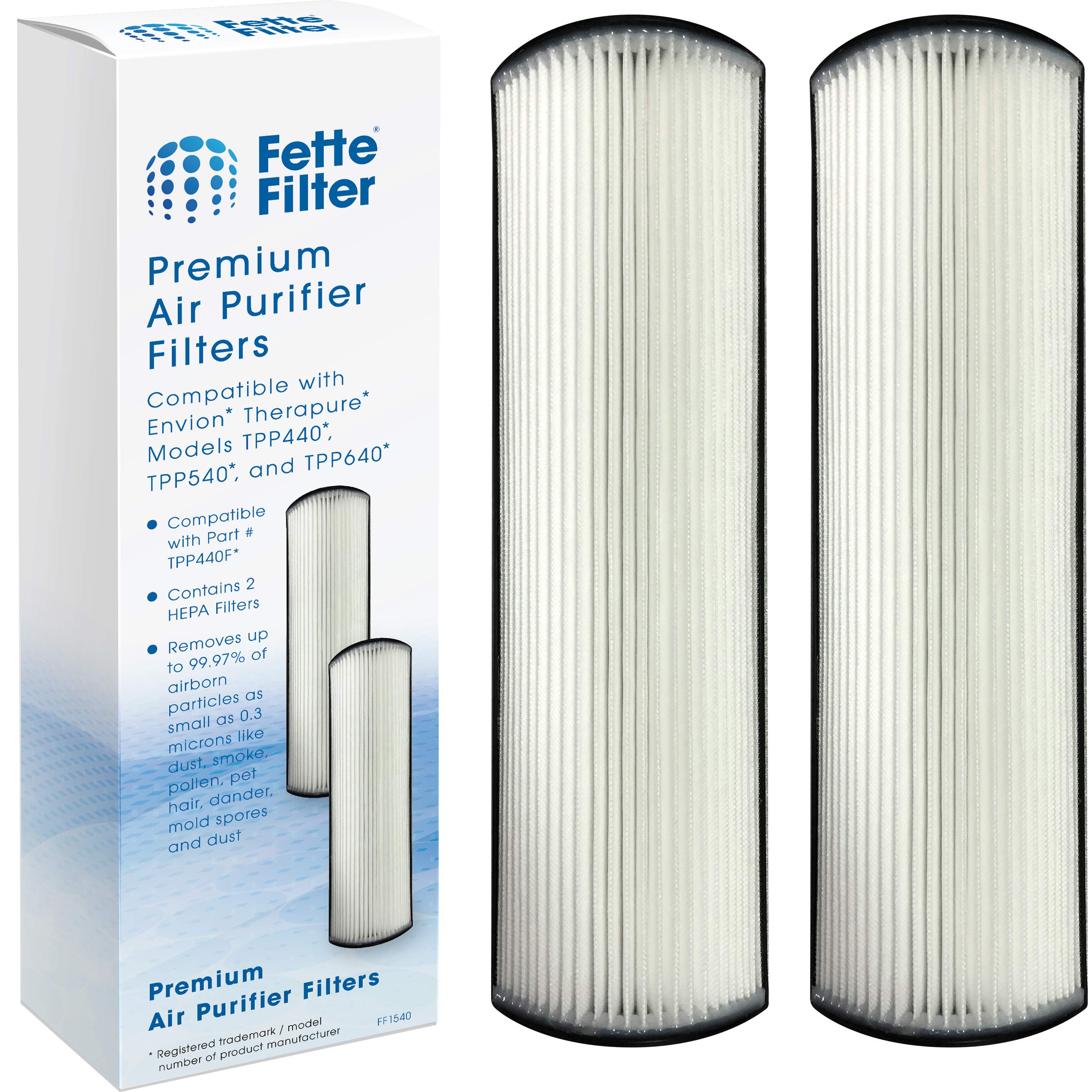 Fette Filter - TPP440F True HEPA H13 Replacement Filter Compatible with Therapure Envion Air Purifier Models TPP440 TPP540 TPP640 TPP640S - Package Contains 2 Replacement Filters.