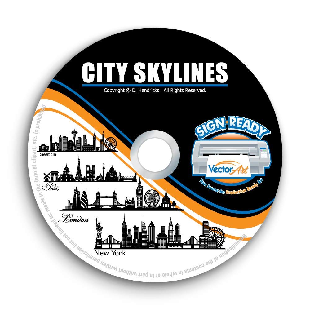 City Skylines-Cityscape Clipart-Vector Clip Art-Vinyl Cutter Plotter Images-T-Shirt Design Graphics CD