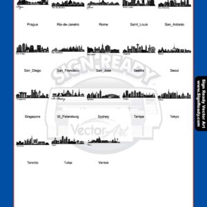 City Skylines-Cityscape Clipart-Vector Clip Art-Vinyl Cutter Plotter Images-T-Shirt Design Graphics CD