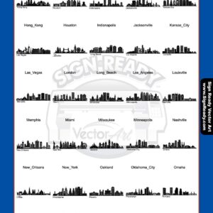 City Skylines-Cityscape Clipart-Vector Clip Art-Vinyl Cutter Plotter Images-T-Shirt Design Graphics CD