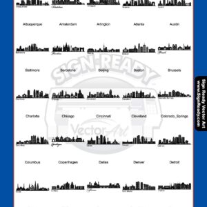 City Skylines-Cityscape Clipart-Vector Clip Art-Vinyl Cutter Plotter Images-T-Shirt Design Graphics CD