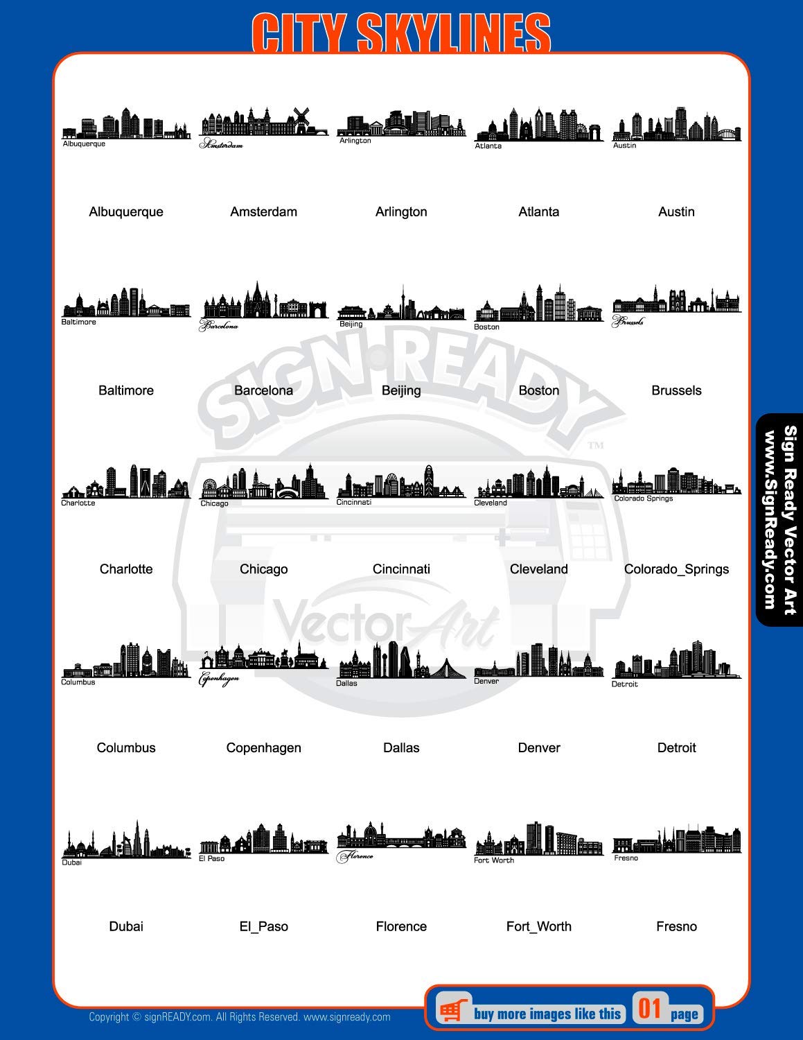 City Skylines-Cityscape Clipart-Vector Clip Art-Vinyl Cutter Plotter Images-T-Shirt Design Graphics CD