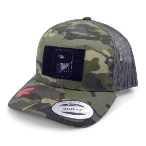 Pull Patch Multicam Camo Curved Bill Snapback Trucker Hat | Tropical Green & Green | 2x3 in Loop Surface for Patches