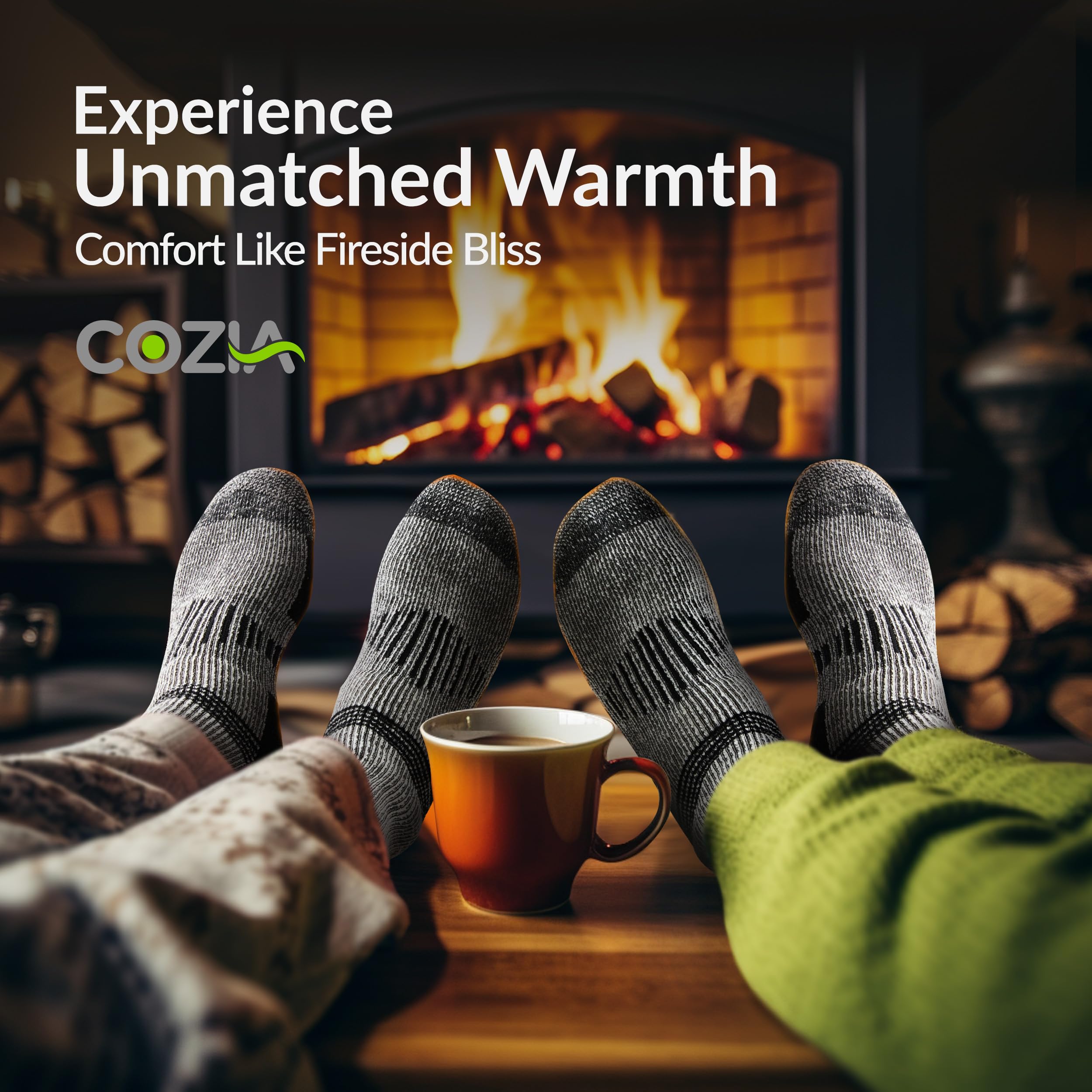 COZIA Merino Wool Socks for Men and Women Warm thermal Boot Hiking Socks 3 Pairs ML