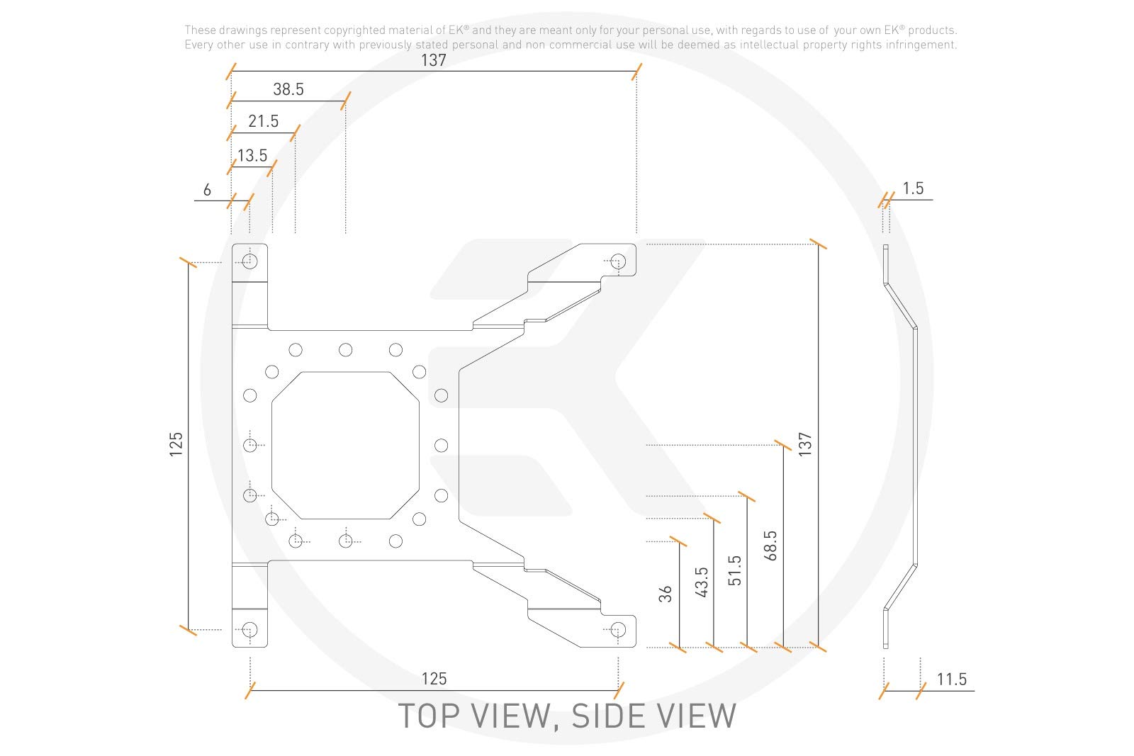 EKWB EK-Loop Uni Pump Reservoir Mounting Bracket, 140mm