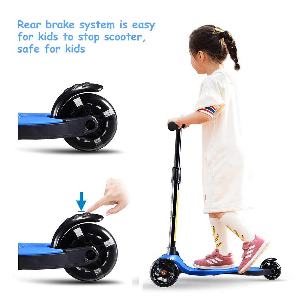 Toddler Scooter for Kids 3 Wheels Scooter for Boys Girls Kick Scooter with PU Flashing Wheels, Adjustable Height, Lean to Steer,Fits Children Ages 2-5 Years Old, Blue