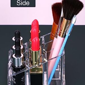 MOSIKER Lipstick Lip Gloss Organizer,Small Clear Acrylic Compact Essential Oil Rollerball Perfume Holder with 9 Slots