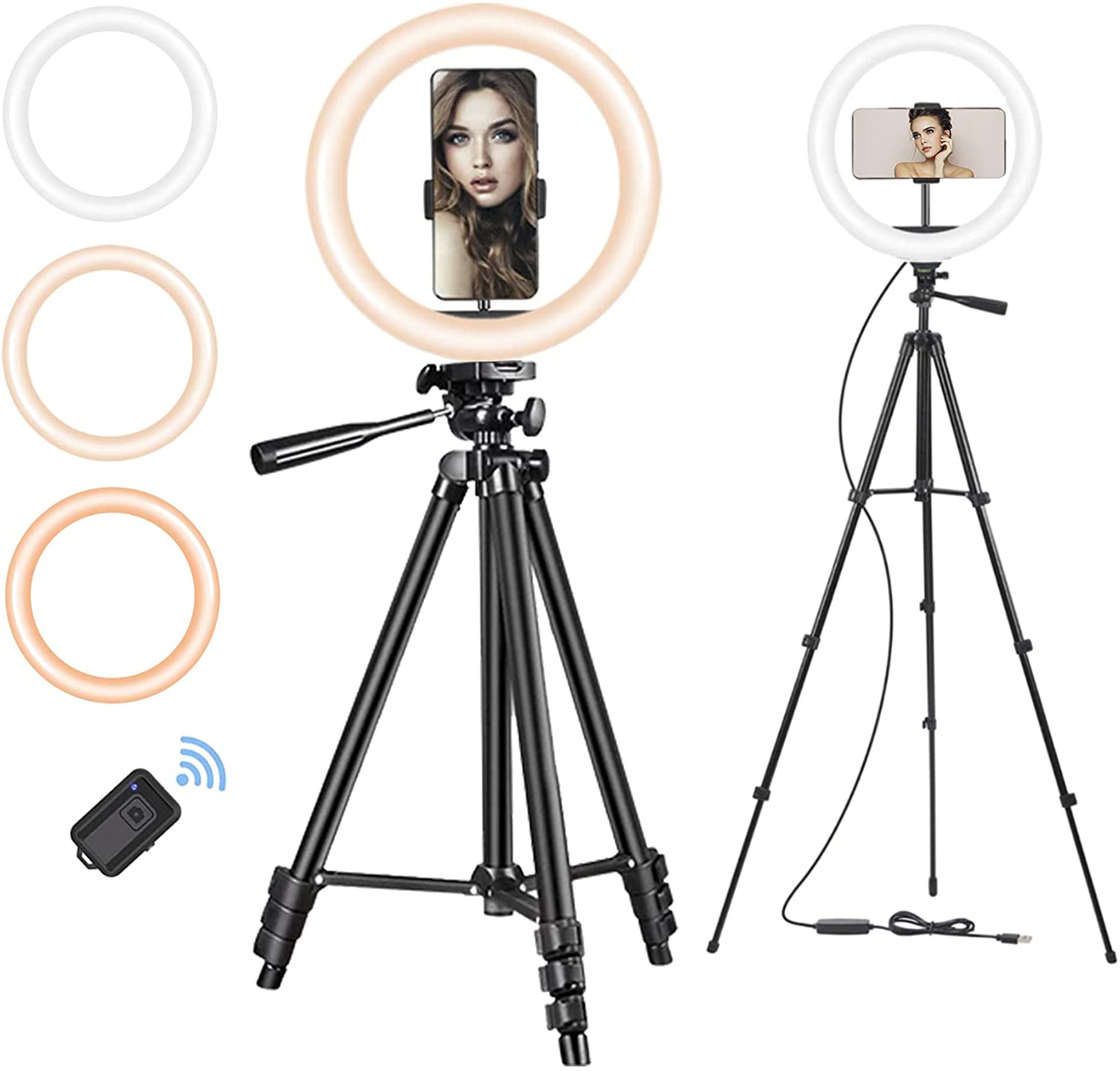 10" Selfie Ring Light with Stand and Phone Holder, SUMCOO Dimmable Beauty Ring Light with Tripod for Live Streaming/Makeup/YouTube Video, Compatible with iPhone & Android Phone