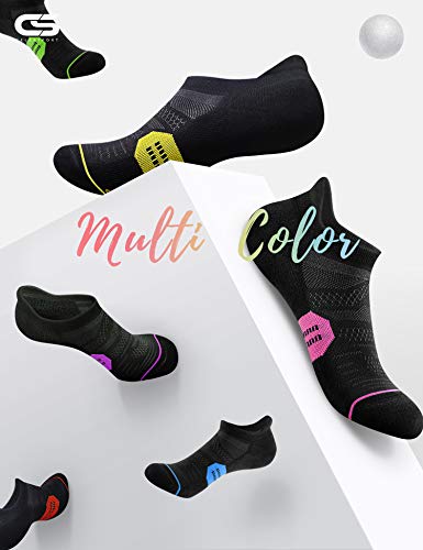 CS CELERSPORT 6 Pack Women's Ankle Running Socks Cushioned Low Cut Tab Athletic Sport Compression Socks, Black Mixed, Small