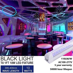 4 Pack LED UV Black Light Bar 1FT 10W T8 Integrated V Shaped, Blacklight Fixture for Blacklight Poster and Party, Fun Atmosphere Led Stage  with Built-in ON/Off Switch(1ft 10w, 4 Pack)