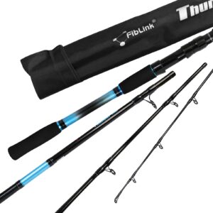 fiblink 4-piece 7-feet carbon fiber fishing rod spinning travel portable rod lightweight sensitive tournament quality fishing pole for fresh & saltwater(spinning-blue-h)