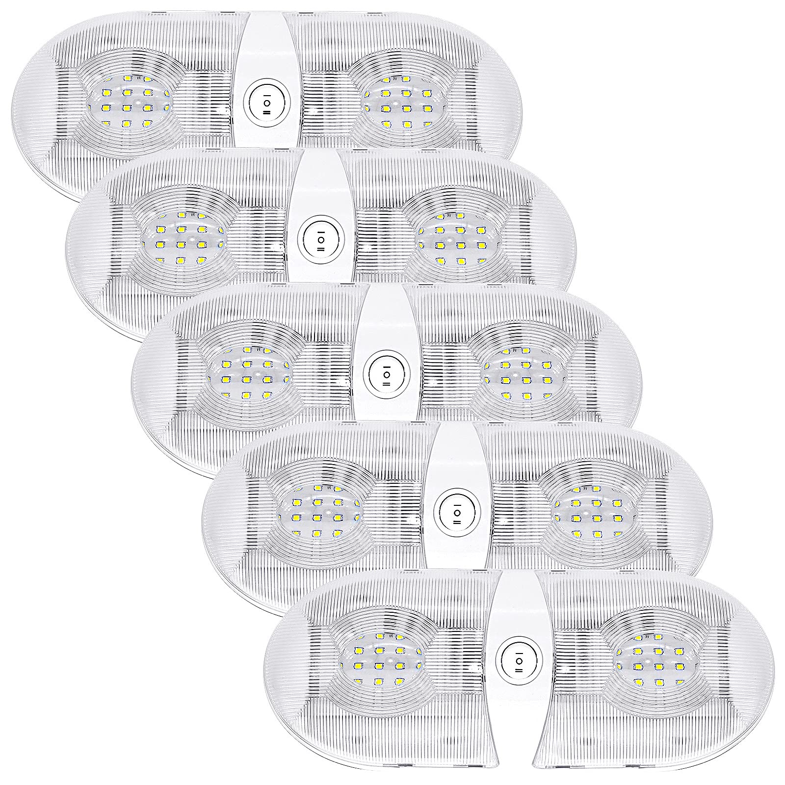 Miady RV Interior Light 650 Lumens 12V RV LED Ceiling Dome Light with ON/Off Switch for Car/RV/Trailer/Camper/Boat, Natural White 4000-4500K, 60X2835SMD (Pack of 5)