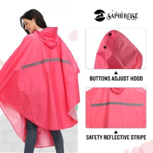 SaphiRose Lightweight Cycling Jacket Rain Poncho Hooded Rain Coat Cape with Reflective Stripe for Bikes(Rose-Red)