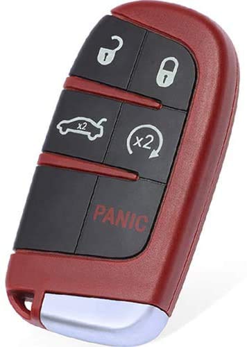 Keymall keyless Entry Replacement Red Remote Key Shell Case Blank 5B Fob for Dodge Challenger Charger Dart Durango, for Chrysler 300