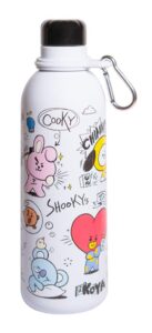 official kawaii water bottle 500ml merchandise / 17oz, stainless steel, vacuum insulated water bottle, double wall reusable water bottle with carabiner, bpa free - kawaii stuff