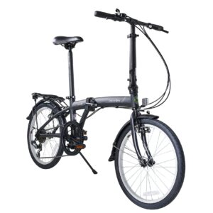 dahon suv d6 folding bike, lightweight aluminum frame; 6-speed gears; 20” foldable bicycle for adults,black