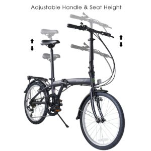 Dahon SUV D6 Folding Bike, Lightweight Aluminum Frame; 6-Speed Gears; 20” Foldable Bicycle for Adults,Black