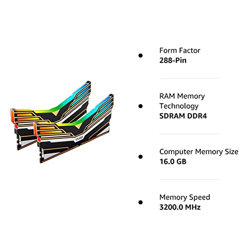 OLOy DDR4 RAM 16GB (2x8GB) Warhawk Aura Sync RGB 3200 MHz CL16 1.35V 288-Pin Desktop Gaming UDIMM (MD4U0832160BE0DA)