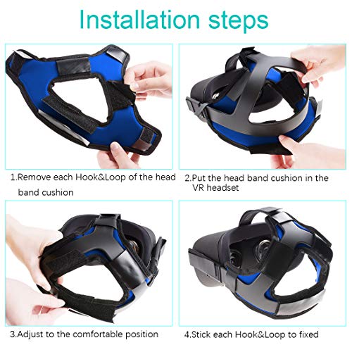 Orzero Head Cushion Compatible for Quest VR Headset (Only Fits for Quest 1st Gen), Comfortable Protective Strap Headband (Blue)