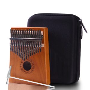 kalimba thumb piano with box kalimba 17 keys finger piano gifts for kids adult beginners african solid mahogany wood mbira sanza portable musical instrument with tune hammer and study instruction