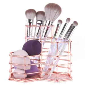 anne's giverny makeup brush holder metal organizer golden rose cosmetic storage beauty sponges blender holder display