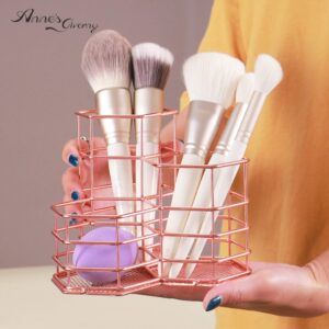 ANNE'S GIVERNY Makeup Brush Holder Metal Organizer Golden Rose Cosmetic Storage Beauty Sponges Blender holder Display