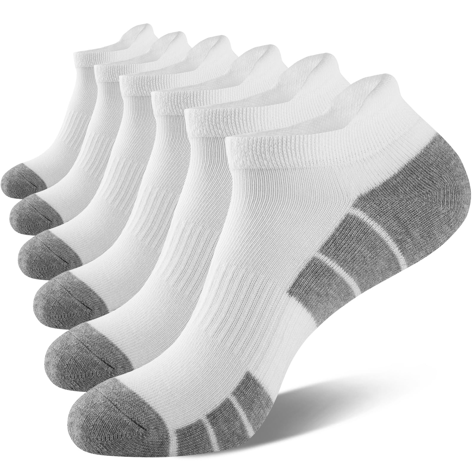 eallco Mens Ankle Socks Low Cut Athletic Cushioned Running Tab Socks 6 Pack