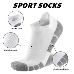 eallco Mens Ankle Socks Low Cut Athletic Cushioned Running Tab Socks 6 Pack