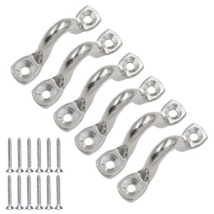 Eilumduo 6Pcs Stainless Steel 3.2" Bimini Pad Eye Straps, Tie Down, Kayak Deck Loops, Tie Down Anchor Point, Footman's Loop for Kayak Canoe Rigging ( M10 )