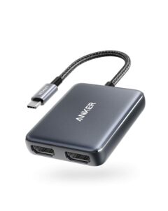 anker usb c to dual hdmi adapter, compact and portable usb c adapter, supports 4k@60hz and dual 4k@30hz, for macbook/lenovoyoga/thinkpad, xps, and more [macos only support sst mode]