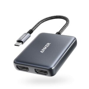 Anker USB C to Dual HDMI Adapter, Compact and Portable USB C Adapter, Supports 4K@60Hz and Dual 4K@30Hz, for MacBook/LenovoYoga/Thinkpad, XPS, and More [macOS only Support SST Mode]