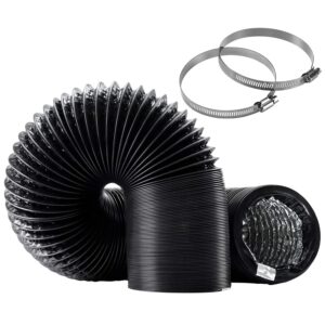 funmit dryer vent hose kit - 4 in diameter by 10 ft length - with 2 stainless steel worm clamp - flexible universal aluminum foil non-insulated - silver