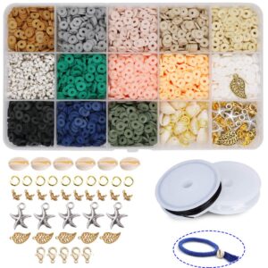potosala 2600pcs 6mm polymer clay flat bead vinyl disc beads handmade beads disk flat round bead loose spacer beads for bracelet earring necklace jewelry making (2600pcs)