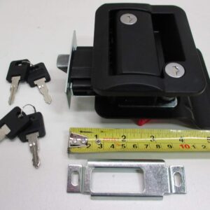 RV Camper Trailer Black Entry Door Handle Latch Keyed Lock w/Deadbolt / 4 Keys