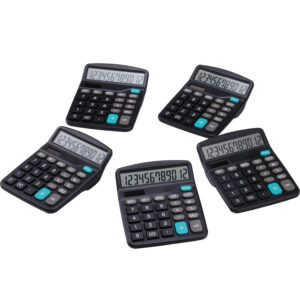 LICHAMP Desk Calculators with Big Buttons and Large Display, Office Desktop Calculator Basic 12 Digit with Solar Power and AA Battery (Included), 10 Bulk Pack