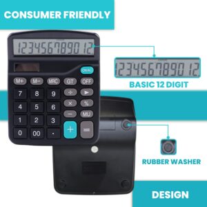 LICHAMP Desk Calculators with Big Buttons and Large Display, Office Desktop Calculator Basic 12 Digit with Solar Power and AA Battery (Included), 10 Bulk Pack