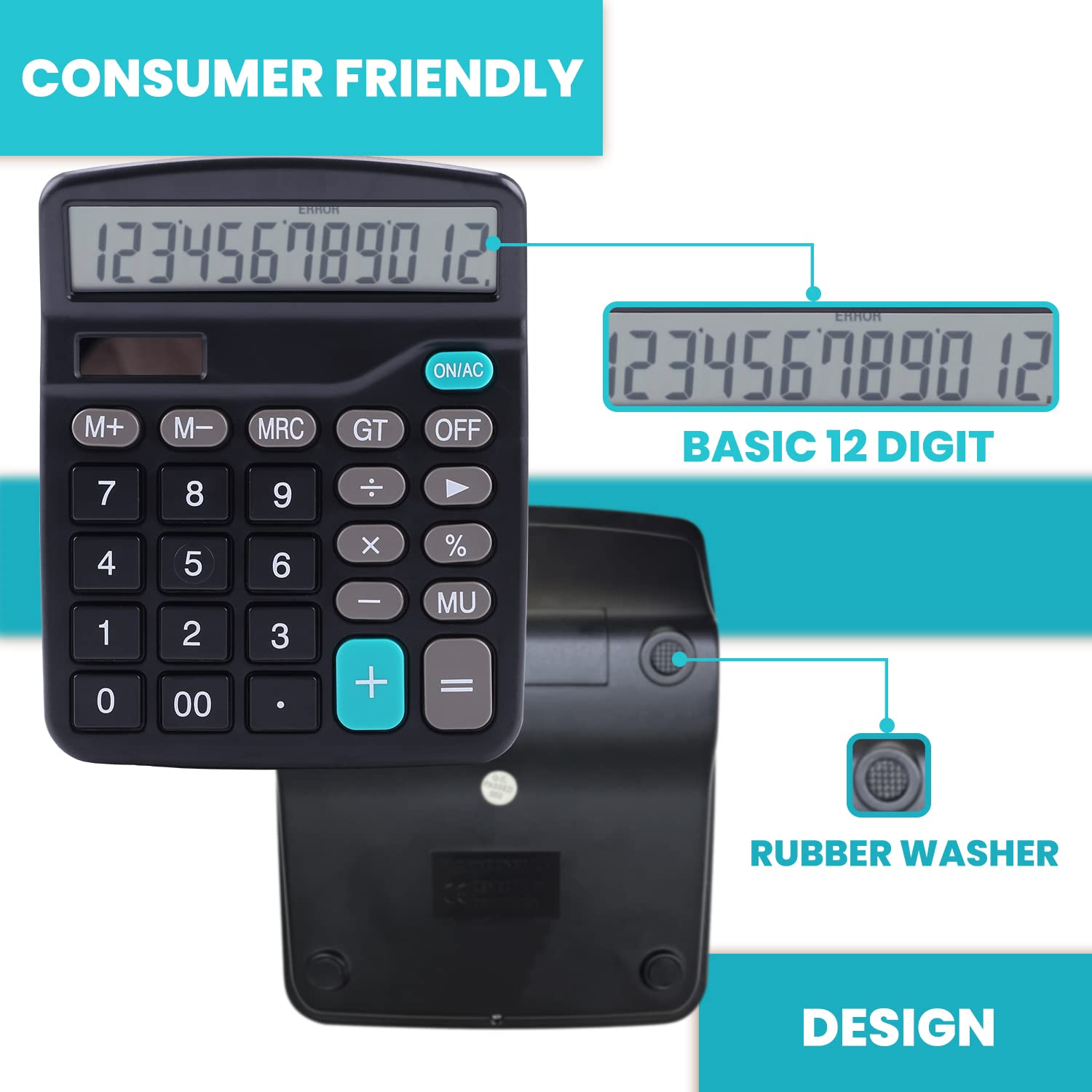 LICHAMP Desk Calculators with Big Buttons and Large Display, Office Desktop Calculator Basic 12 Digit with Solar Power and AA Battery (Included), 10 Bulk Pack