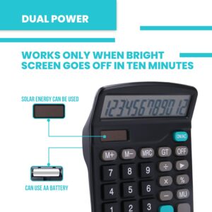 LICHAMP Desk Calculators with Big Buttons and Large Display, Office Desktop Calculator Basic 12 Digit with Solar Power and AA Battery (Included), 10 Bulk Pack