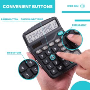 LICHAMP Desk Calculators with Big Buttons and Large Display, Office Desktop Calculator Basic 12 Digit with Solar Power and AA Battery (Included), 10 Bulk Pack